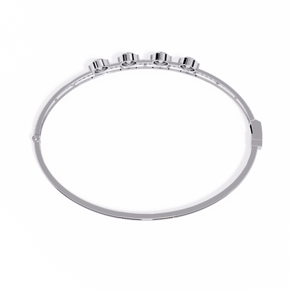 Horizon Row – Four Stone Diamond Bangle with Pavé Rail in 14K Gold