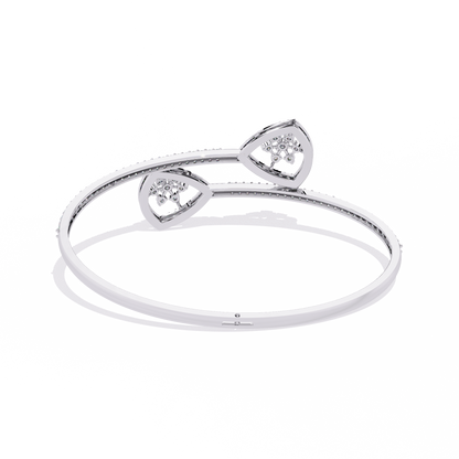Celeste Trillium – Diamond Pear Motif Bangle in 14K Gold
