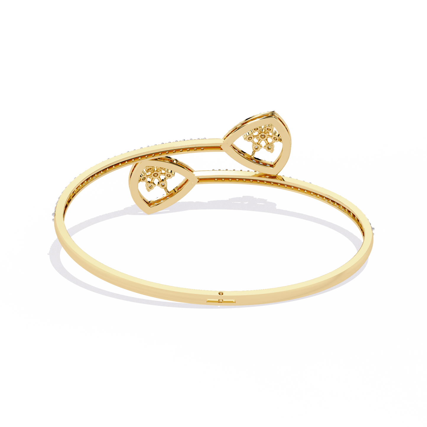 Celeste Trillium – Diamond Pear Motif Bangle in 14K Gold