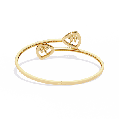 Celeste Trillium – Diamond Pear Motif Bangle in 14K Gold