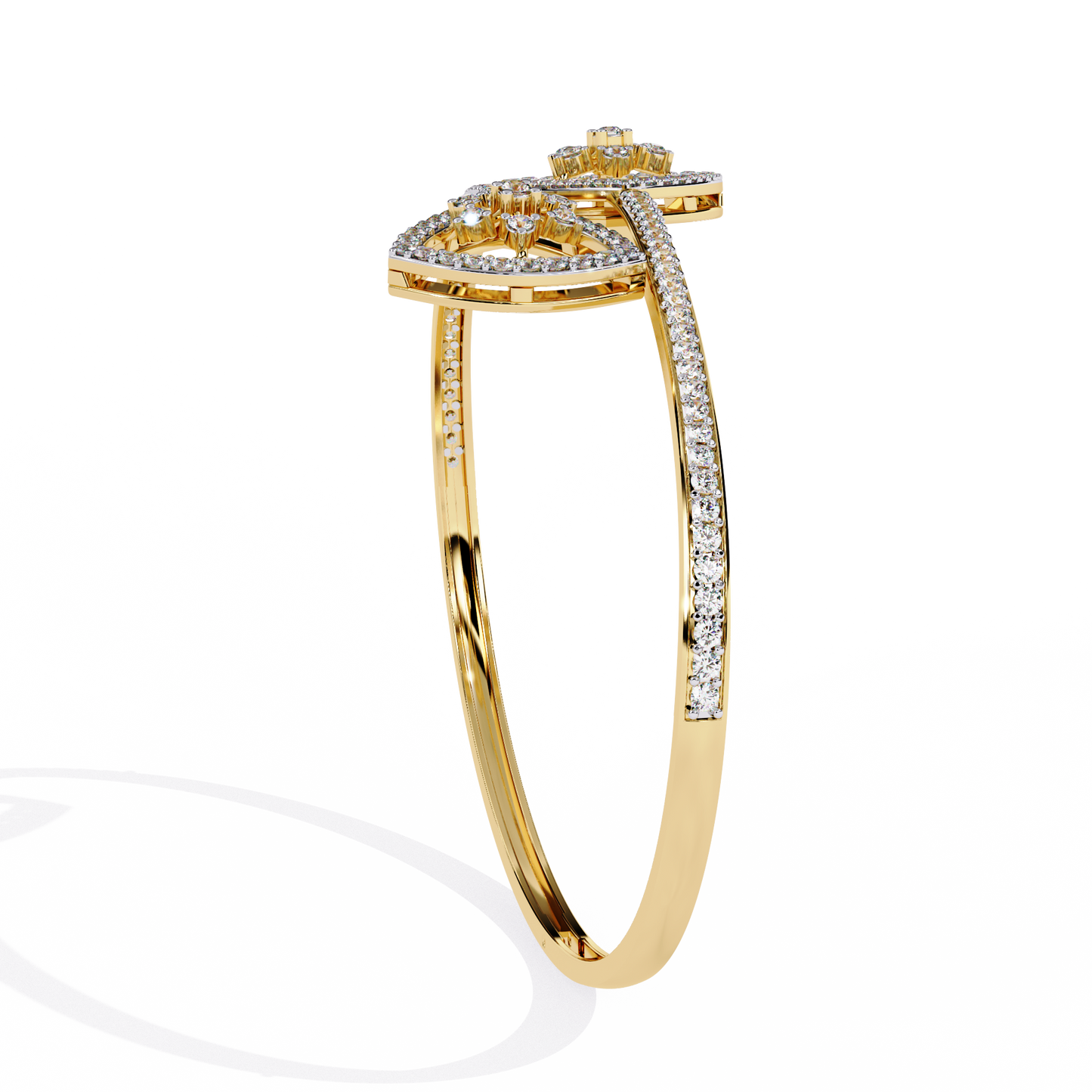 Celeste Trillium – Diamond Pear Motif Bangle in 14K Gold
