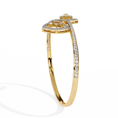 Celeste Trillium – Diamond Pear Motif Bangle in 14K Gold