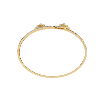 Celeste Trillium – Diamond Pear Motif Bangle in 14K Gold