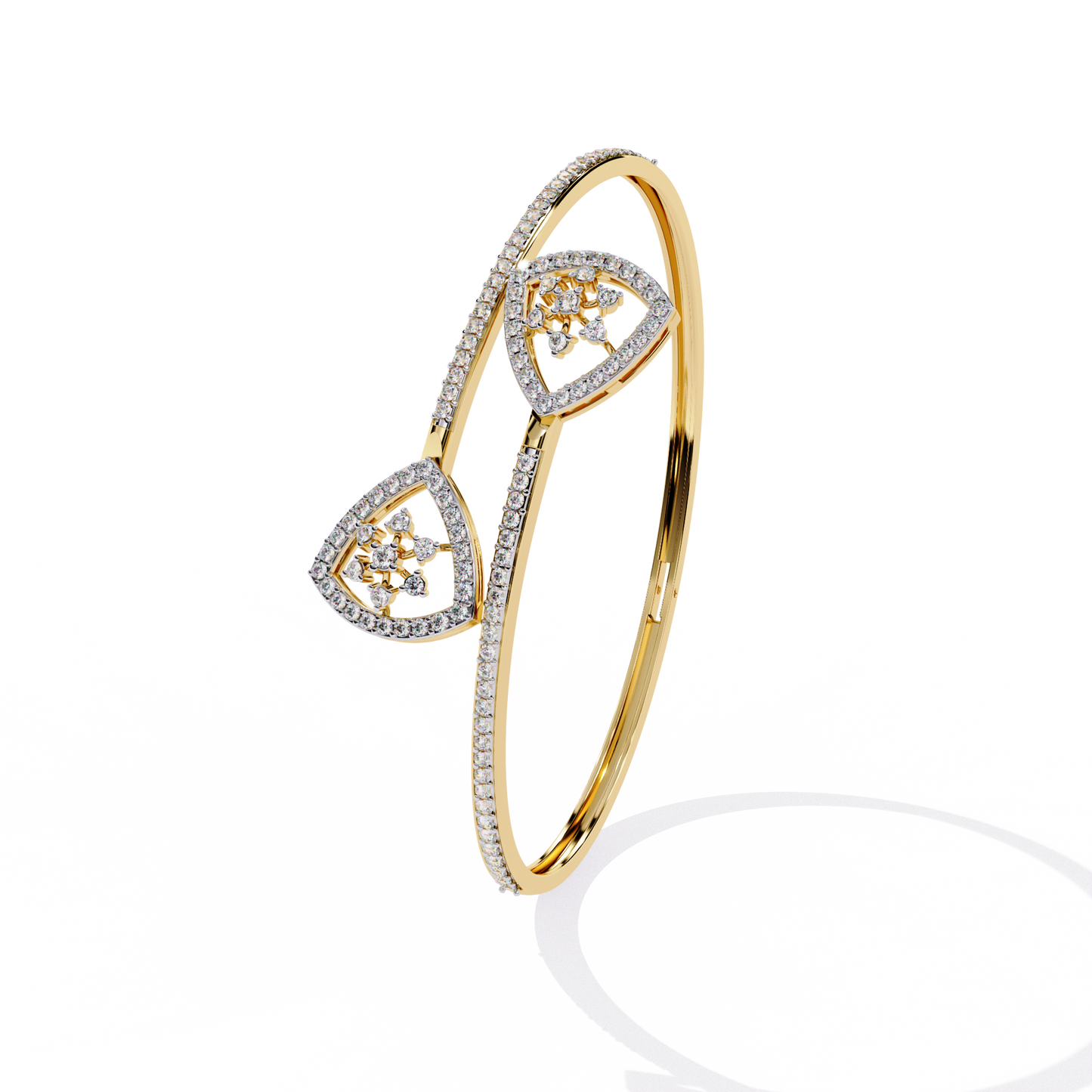 Celeste Trillium – Diamond Pear Motif Bangle in 14K Gold