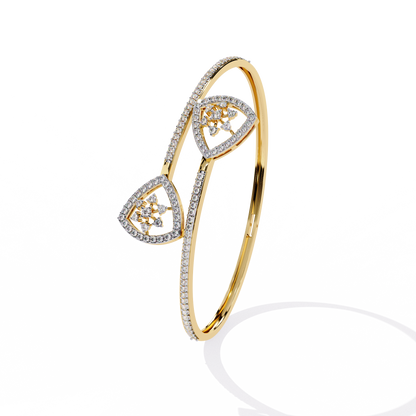 Celeste Trillium – Diamond Pear Motif Bangle in 14K Gold