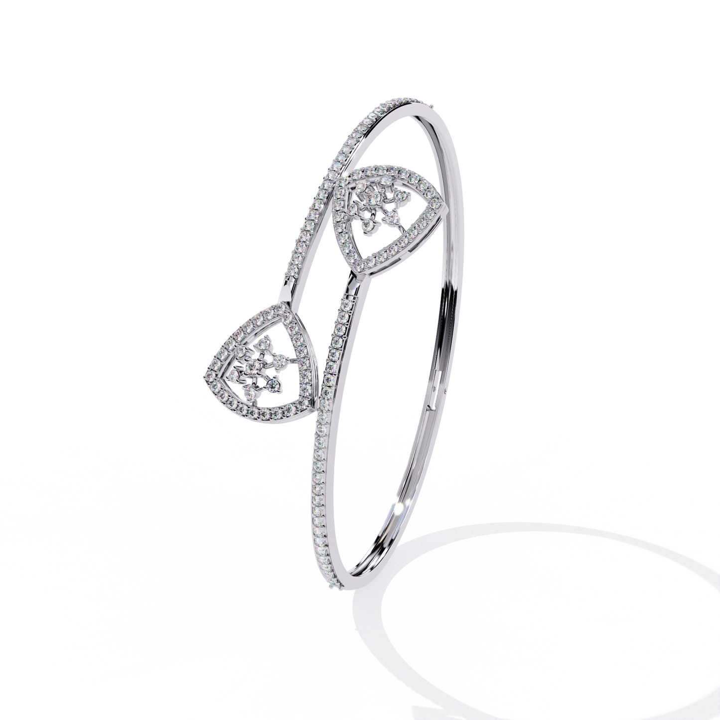 Celeste Trillium – Diamond Pear Motif Bangle in 14K Gold