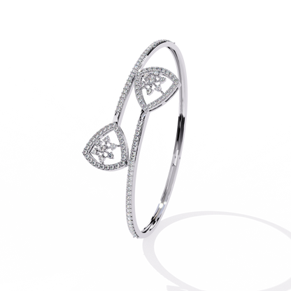 Celeste Trillium – Diamond Pear Motif Bangle in 14K Gold