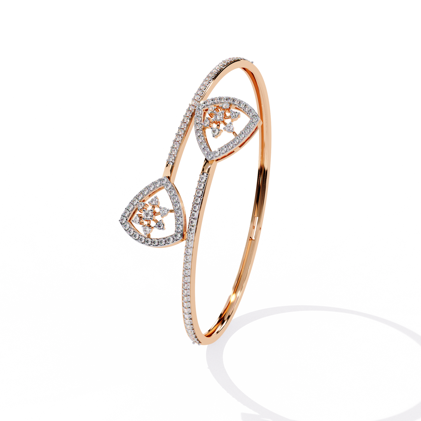 Celeste Trillium – Diamond Pear Motif Bangle in 14K Gold