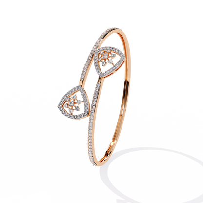 Celeste Trillium – Diamond Pear Motif Bangle in 14K Gold