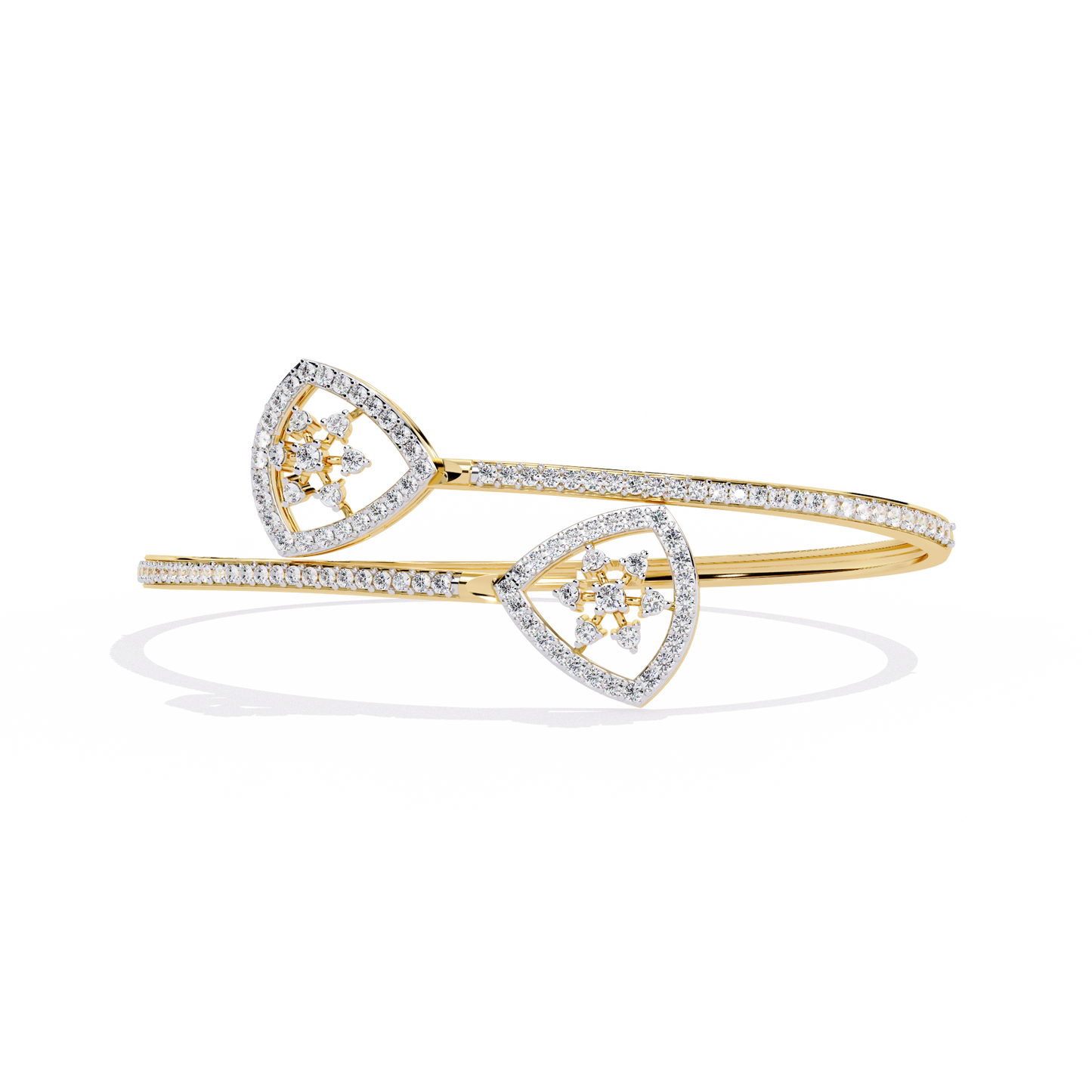 Celeste Trillium – Diamond Pear Motif Bangle in 14K Gold