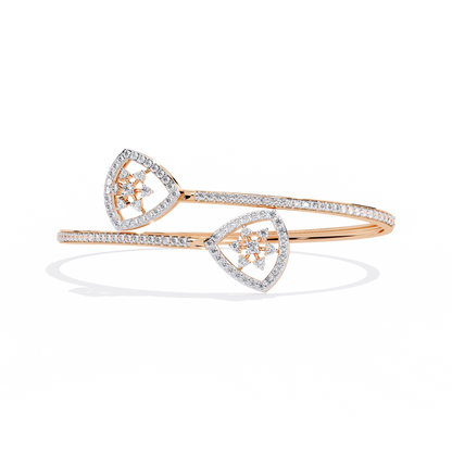 Celeste Trillium – Diamond Pear Motif Bangle in 14K Gold