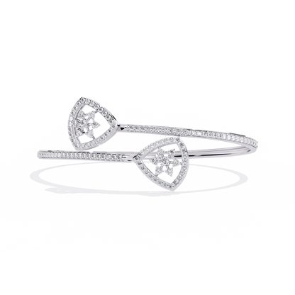 Celeste Trillium – Diamond Pear Motif Bangle in 14K Gold