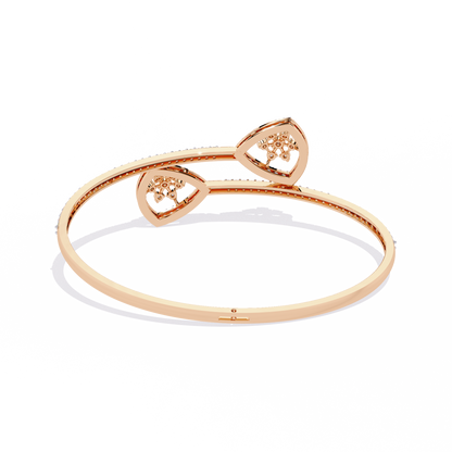 Celeste Trillium – Diamond Pear Motif Bangle in 14K Gold
