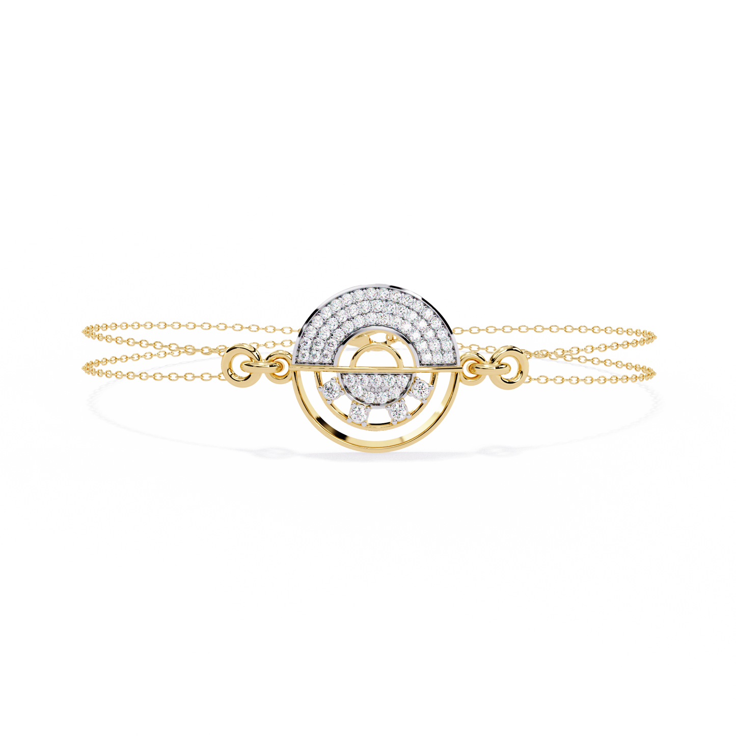 Nova Eclipse – Diamond Circle Emblem Bracelet in 14K Gold