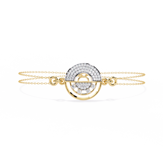 Nova Eclipse – Diamond Circle Emblem Bracelet in 14K Gold