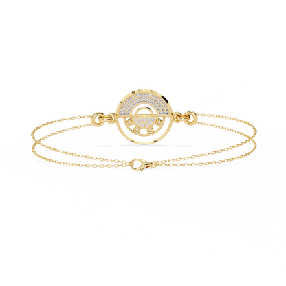 Nova Eclipse – Diamond Circle Emblem Bracelet in 14K Gold