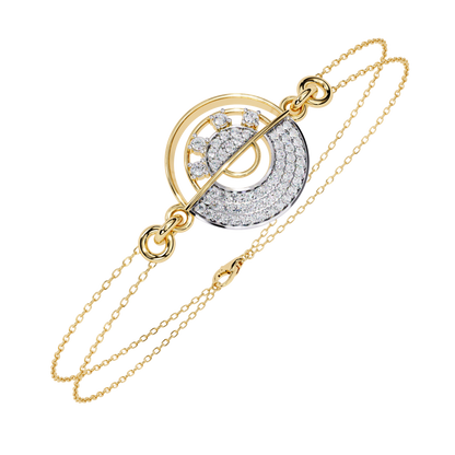 Nova Eclipse – Diamond Circle Emblem Bracelet in 14K Gold