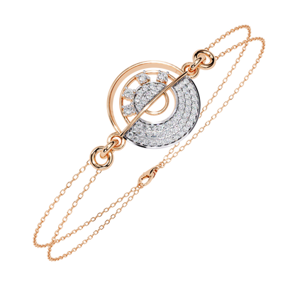 Nova Eclipse – Diamond Circle Emblem Bracelet in 14K Gold