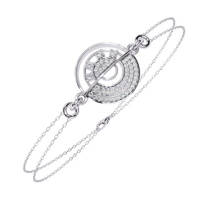 Nova Eclipse – Diamond Circle Emblem Bracelet in 14K Gold