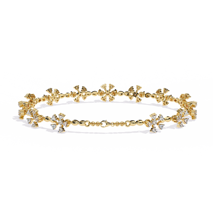 Ornate Fleur – Diamond Floral Motif Bracelet in 14K Gold