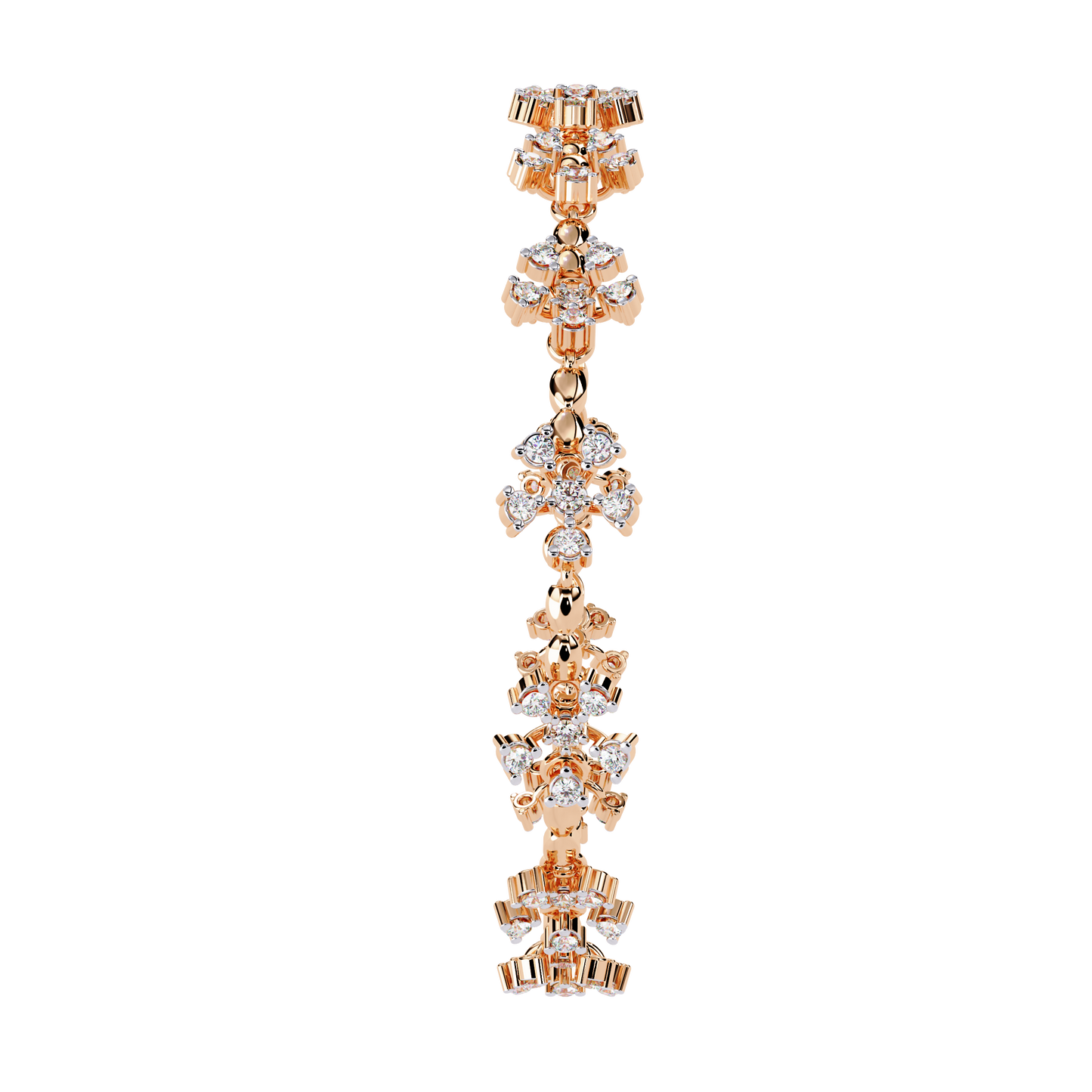 Ornate Fleur – Diamond Floral Motif Bracelet in 14K Gold