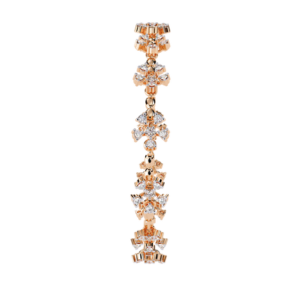 Ornate Fleur – Diamond Floral Motif Bracelet in 14K Gold