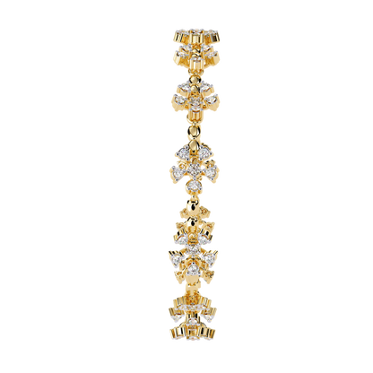 Ornate Fleur – Diamond Floral Motif Bracelet in 14K Gold