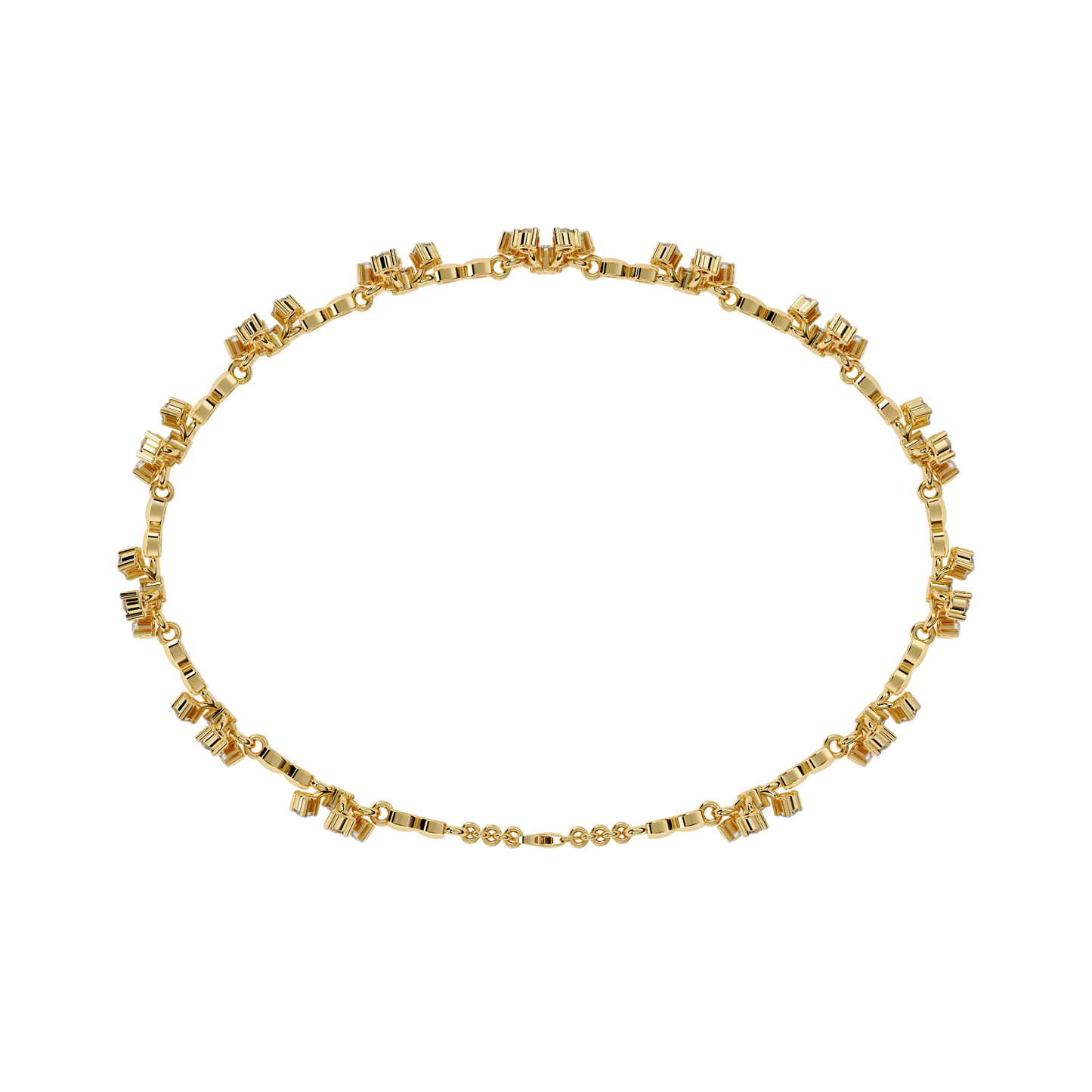 Ornate Fleur – Diamond Floral Motif Bracelet in 14K Gold