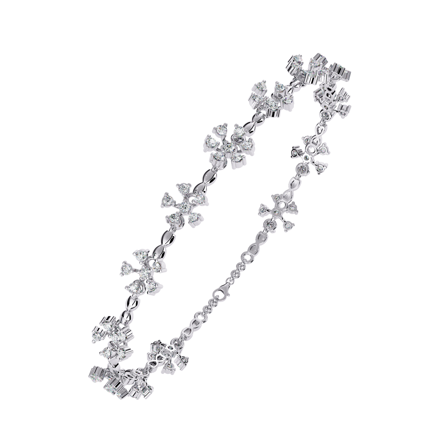 Ornate Fleur – Diamond Floral Motif Bracelet in 14K Gold