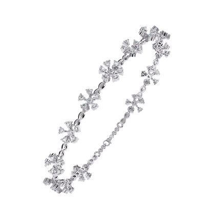 Ornate Fleur – Diamond Floral Motif Bracelet in 14K Gold