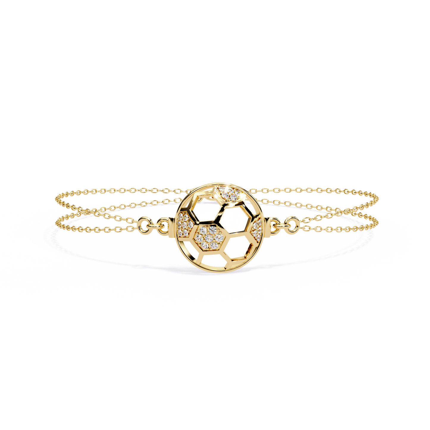 GeoSphere Link – Lab Diamond Honeycomb Connector in 14K Gold