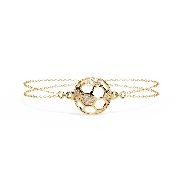 GeoSphere Link – Diamond Honeycomb Connector in 14K Gold