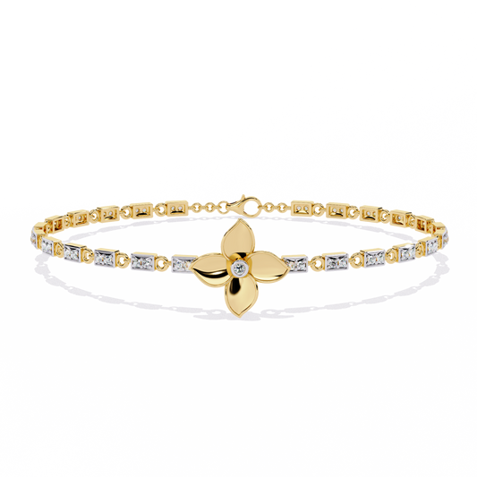 Fleur Charm – Lab Diamond Floral Accent Bracelet in 14K Gold