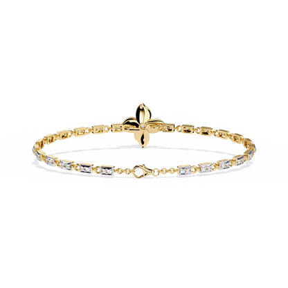 Fleur Charm – Lab Diamond Floral Accent Bracelet in 14K Gold