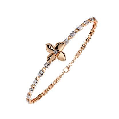 Fleur Charm – Lab Diamond Floral Accent Bracelet in 14K Gold