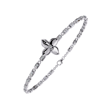 Fleur Charm – Lab Diamond Floral Accent Bracelet in 14K Gold