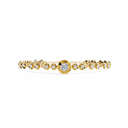 Bezel Orbit – Lab Diamond Round Link Bracelet in 14K Gold