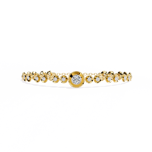 Bezel Orbit – Lab Diamond Round Link Bracelet in 14K Gold