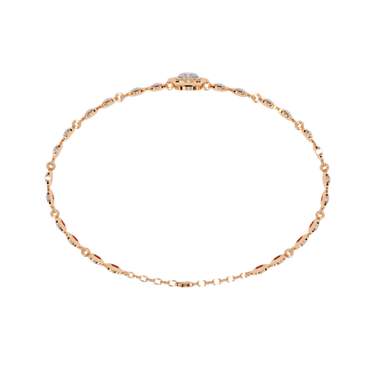 Bezel Orbit – Lab Diamond Round Link Bracelet in 14K Gold