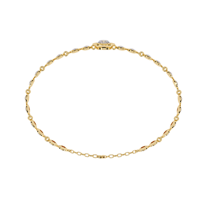 Bezel Orbit – Lab Diamond Round Link Bracelet in 14K Gold