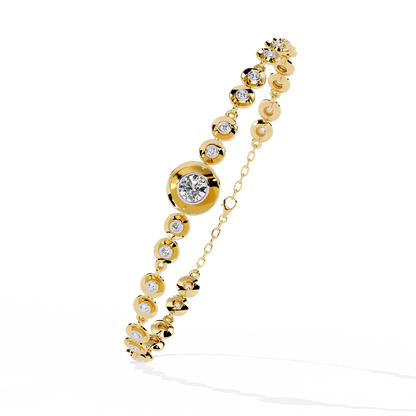 Bezel Orbit – Lab Diamond Round Link Bracelet in 14K Gold