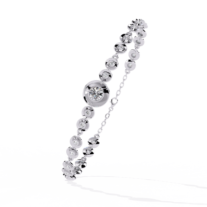 Bezel Orbit – Lab Diamond Round Link Bracelet in 14K Gold