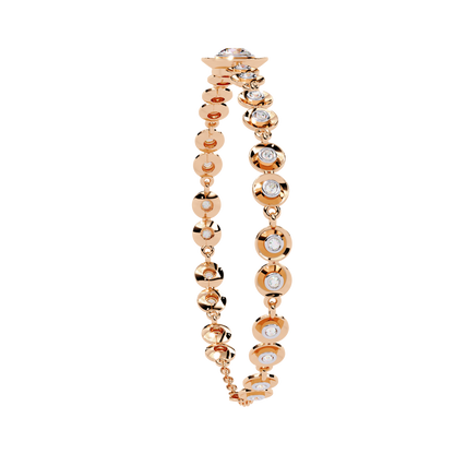 Bezel Orbit – Lab Diamond Round Link Bracelet in 14K Gold