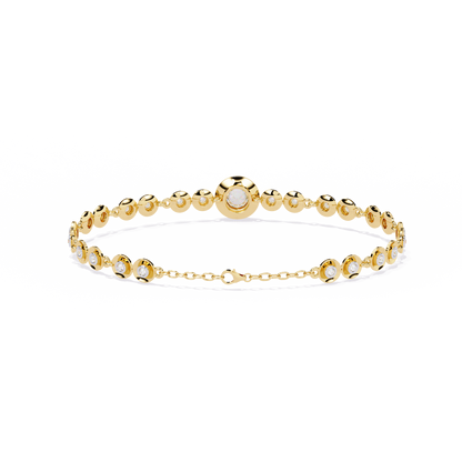 Bezel Orbit – Lab Diamond Round Link Bracelet in 14K Gold