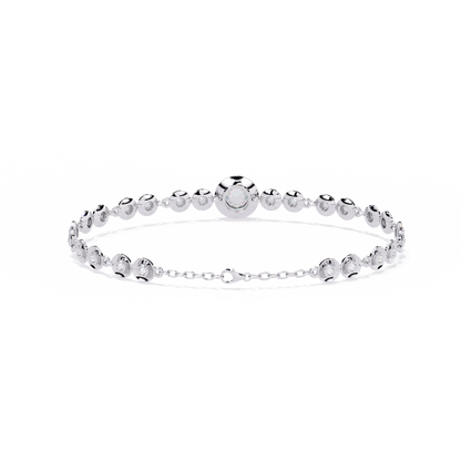 Bezel Orbit – Lab Diamond Round Link Bracelet in 14K Gold