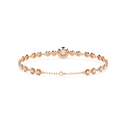 Bezel Orbit – Lab Diamond Round Link Bracelet in 14K Gold