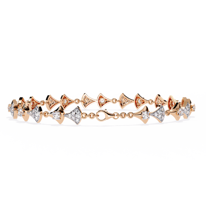 Geometric Gleam – Diamond Accent Triangle Link Bracelet in 14K Gold