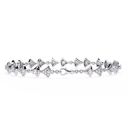 Geometric Gleam – Diamond Accent Triangle Link Bracelet in 14K Gold