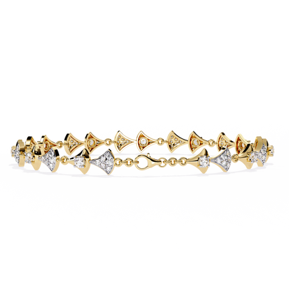 Geometric Gleam – Diamond Accent Triangle Link Bracelet in 14K Gold