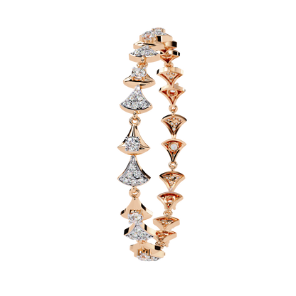 Geometric Gleam – Diamond Accent Triangle Link Bracelet in 14K Gold